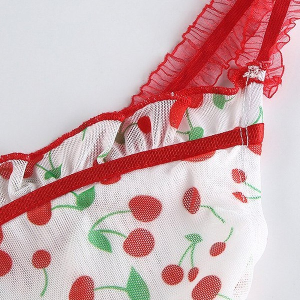Cherry Print Ruffle Crop Top - Picture 6 of 7